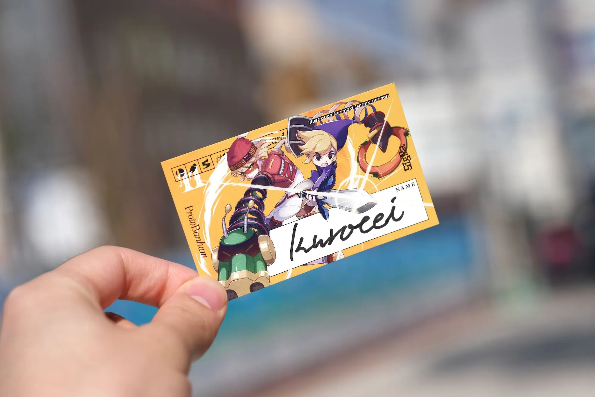 西武撃15の名札。イラスト、作字、デザインを融合させられたのはいい試みだった。