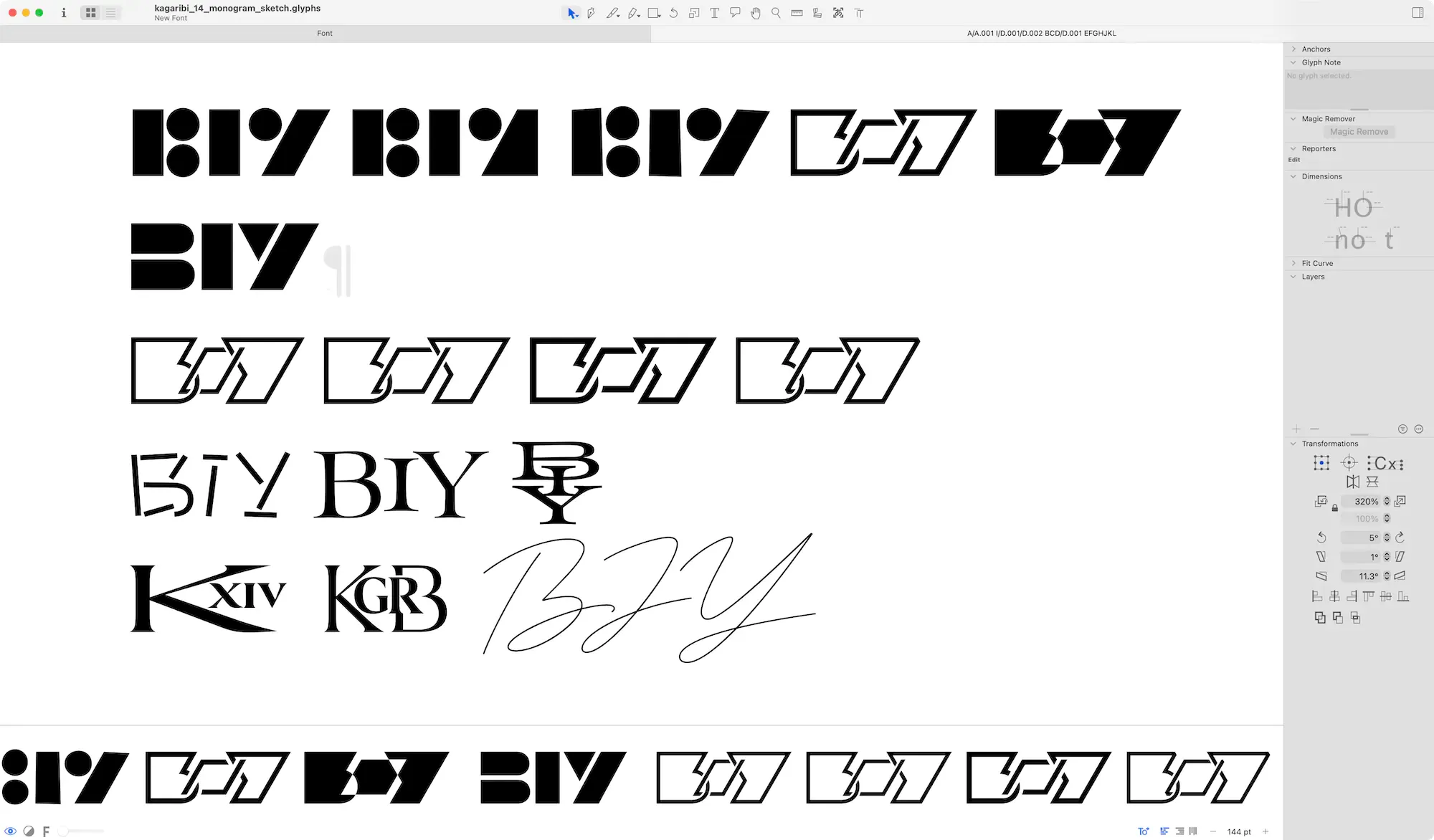 篝火14のために作ったモノグラムのスケッチ