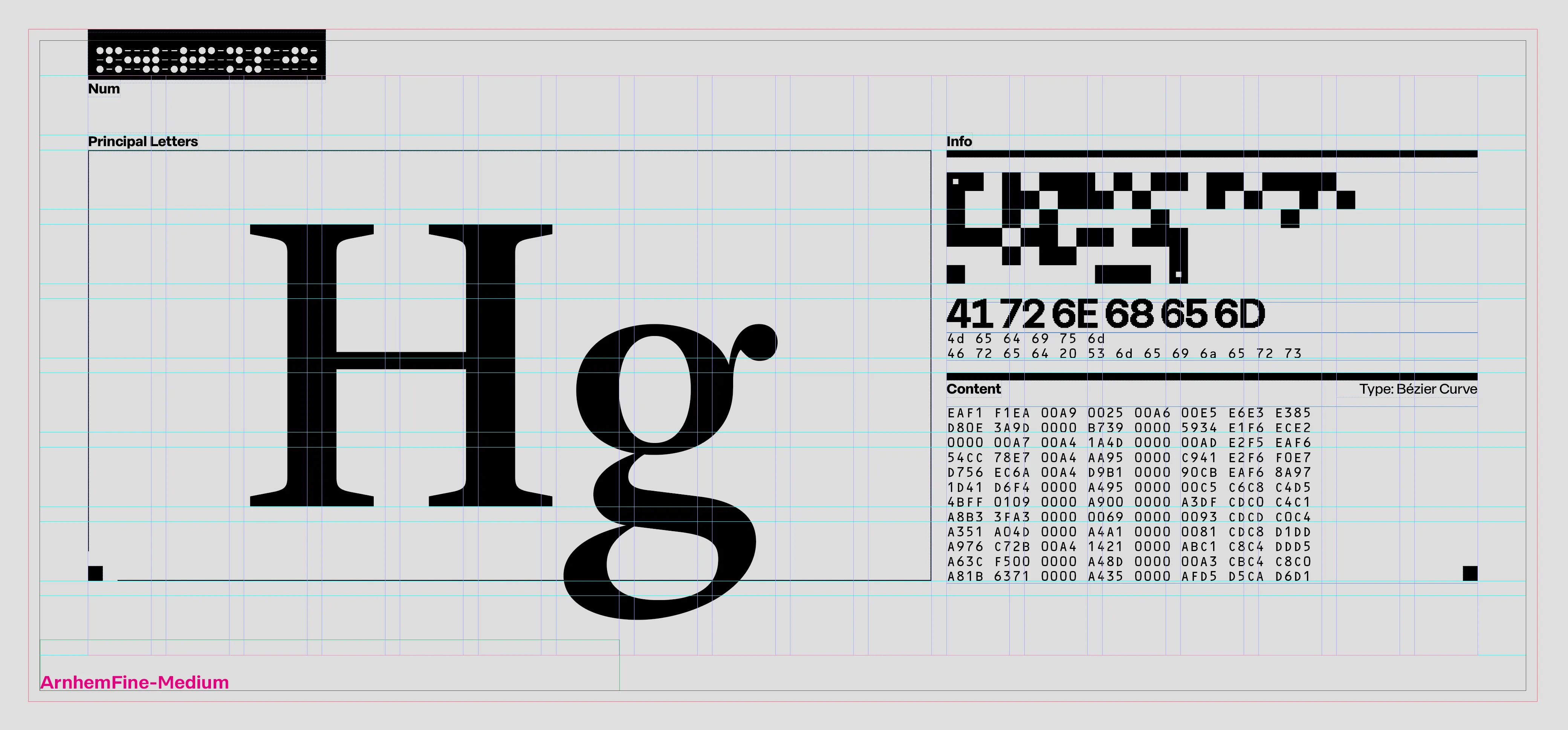InDesignで実際に流し込みを行なったデータ。左下には確認用の書体名を別レイヤーで入れた