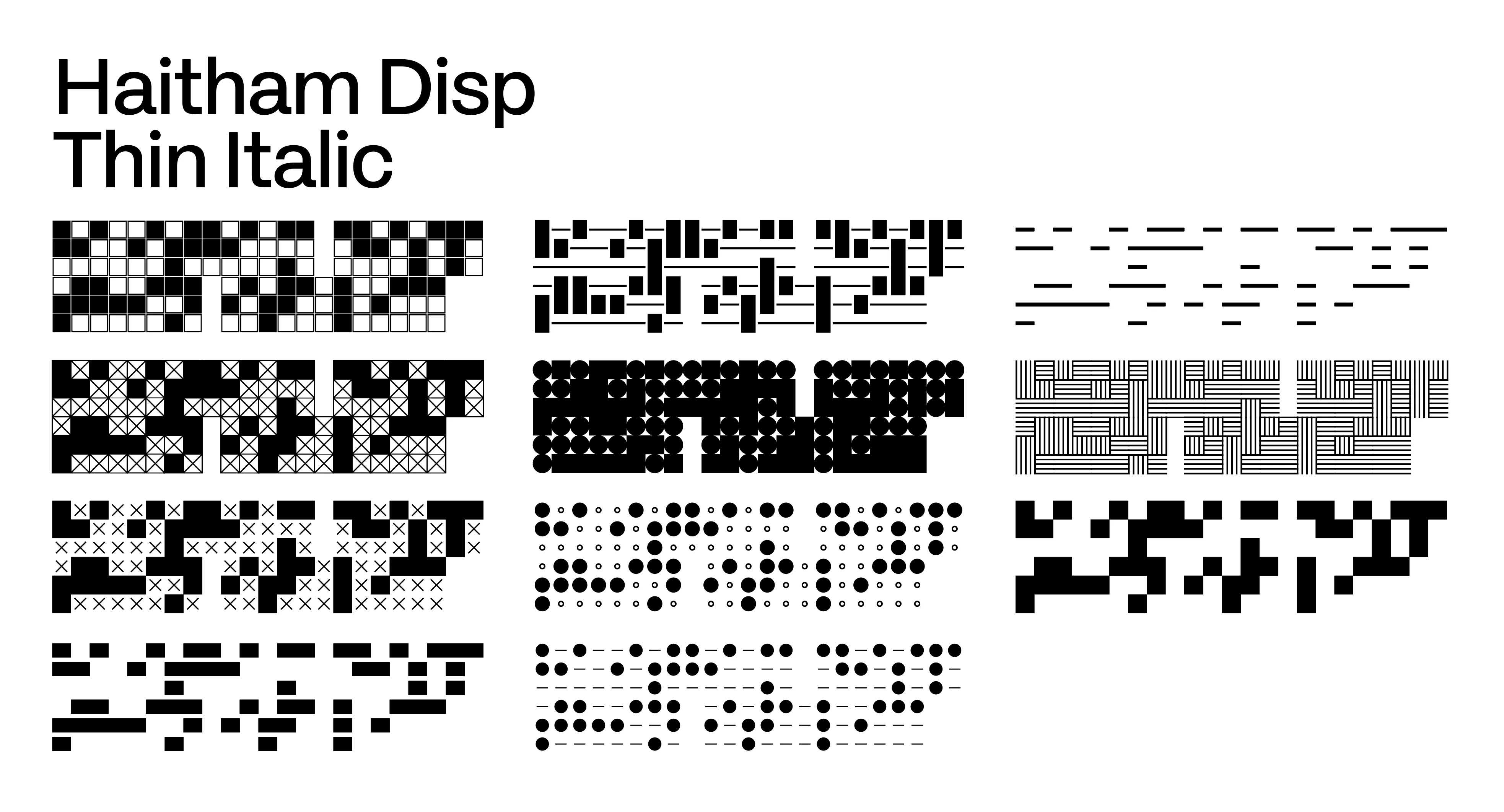 点字をベースにしたスキャンコードグラフィックのバリエーション。メインの書体名には右列一番下、左上ナンバリングには中央列一番下を採用した